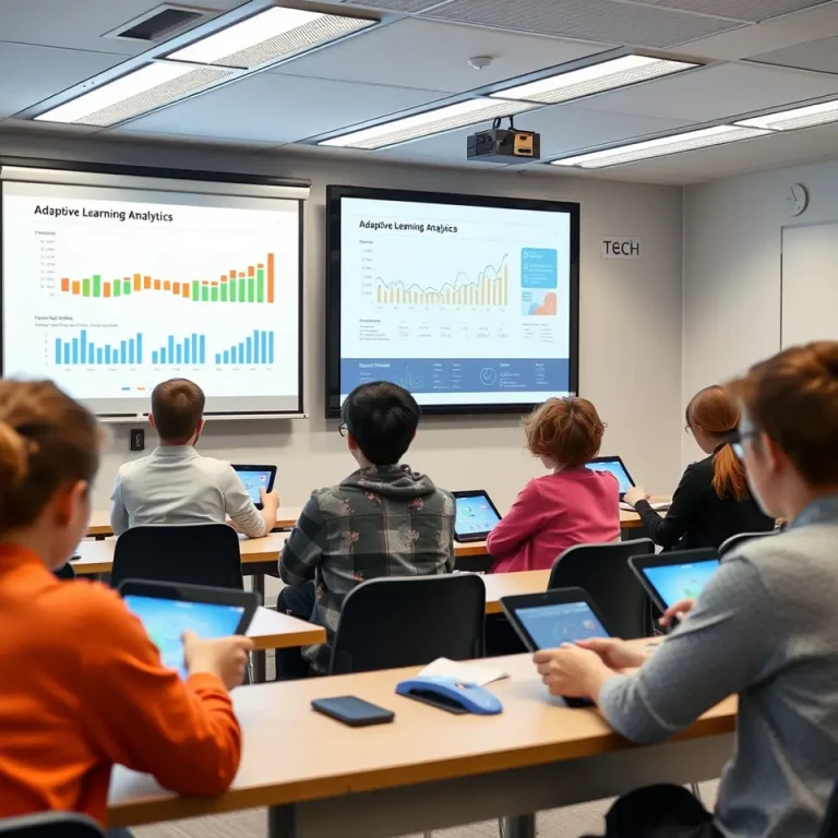 Classroom with AI-powered tablets and smart whiteboard