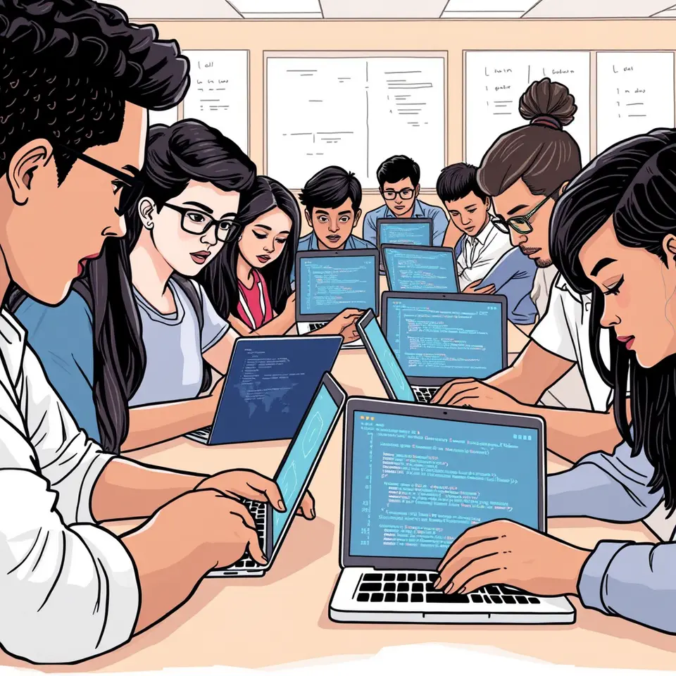 Students using OpenAI Education for Countries AI curriculum