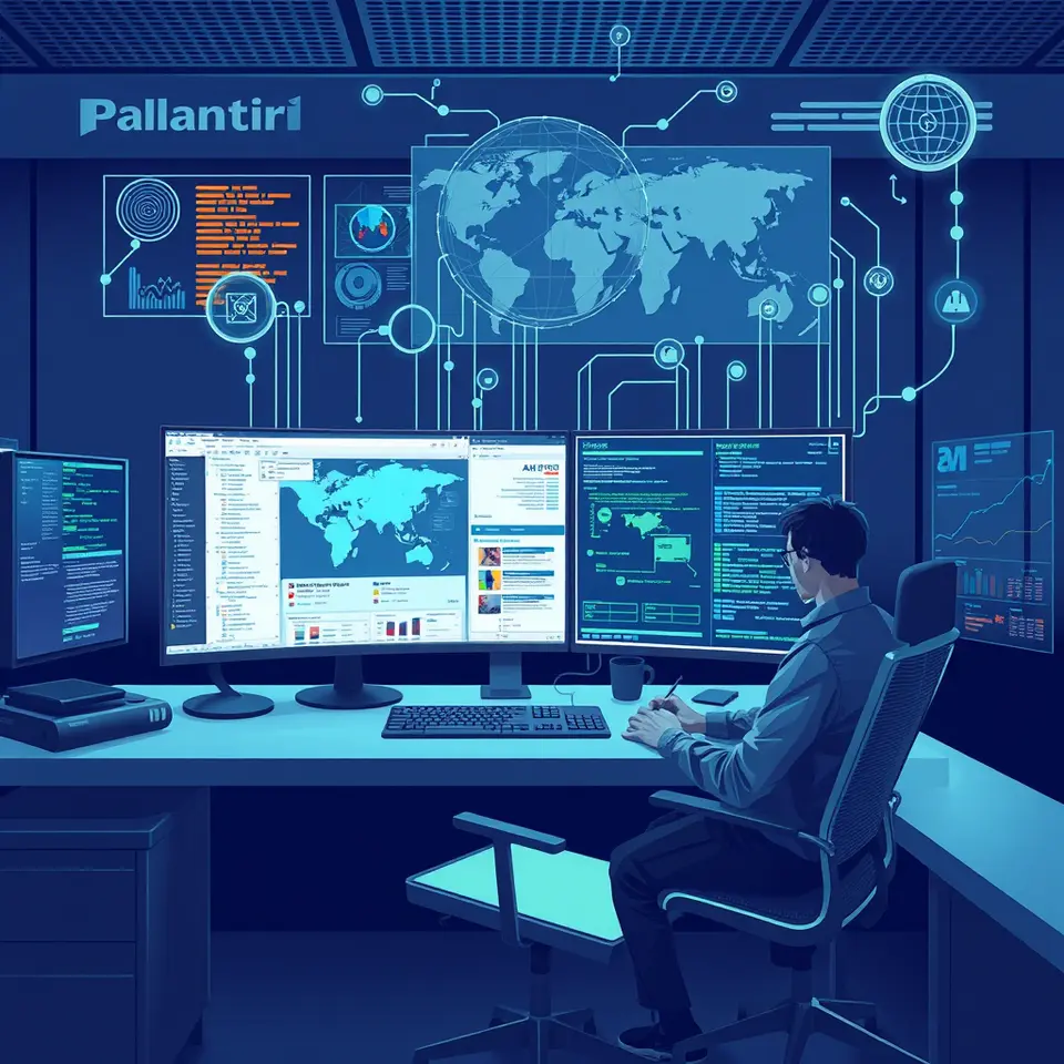 Illustration of AI enterprise automation analyzing ICE tip data