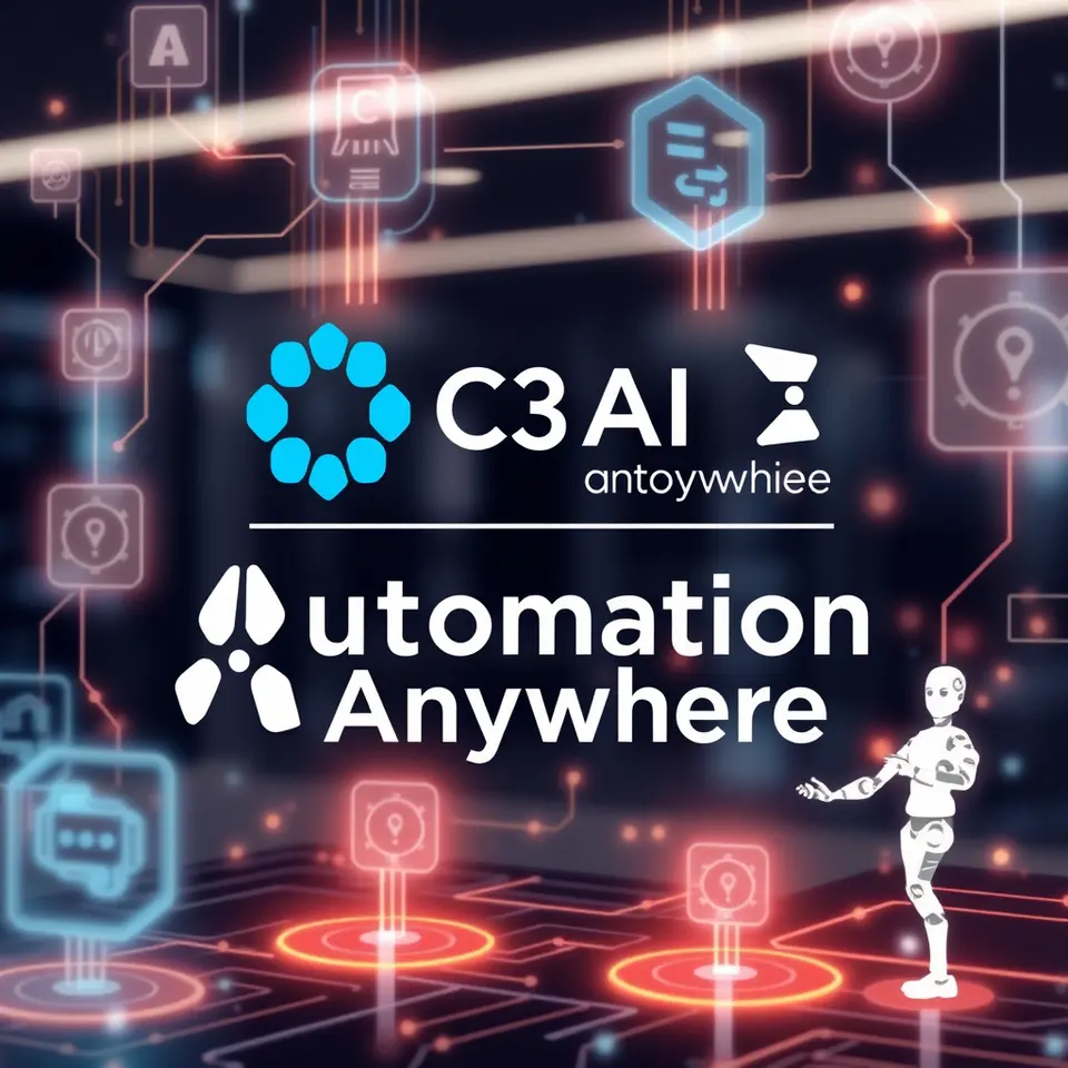 Illustration of AI automation merger between C3.AI and Automation Anywhere