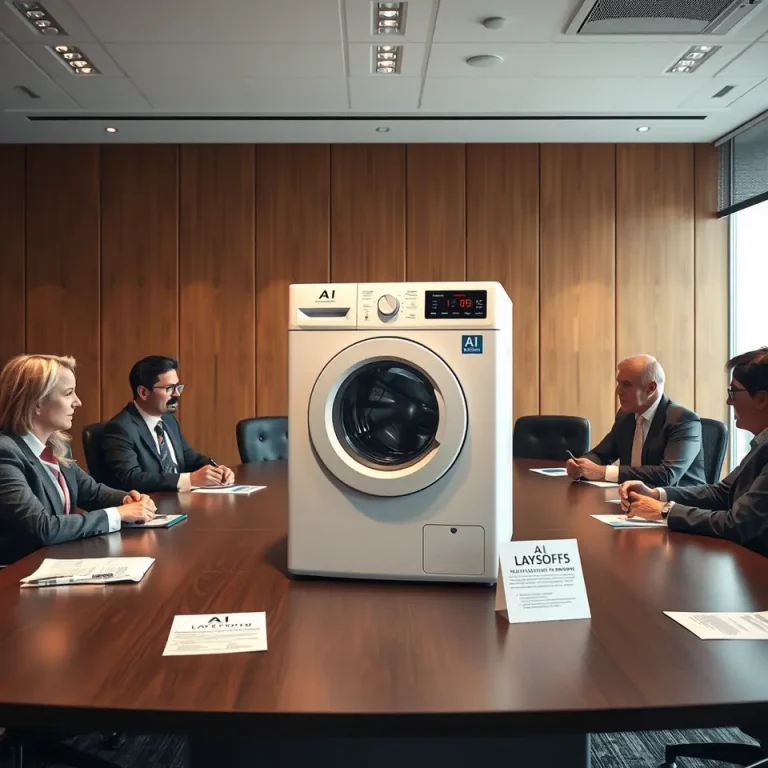 Illustration of AI washing layoffs concept