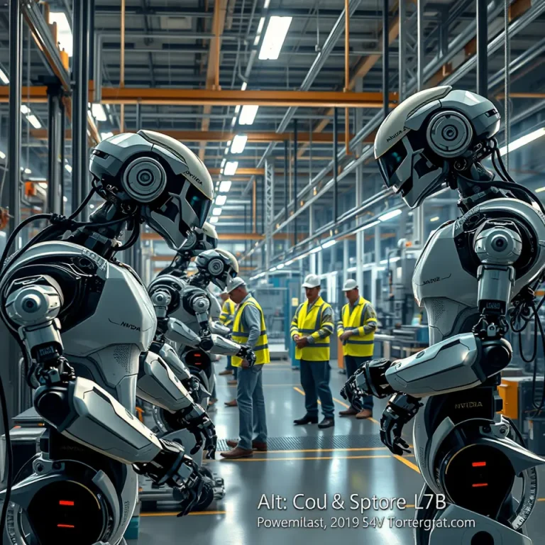 Illustration of physical AI robots powered by Nvidia technology