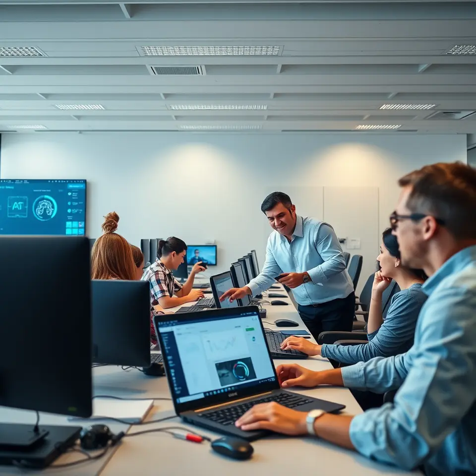 Students using AI education tools on campus