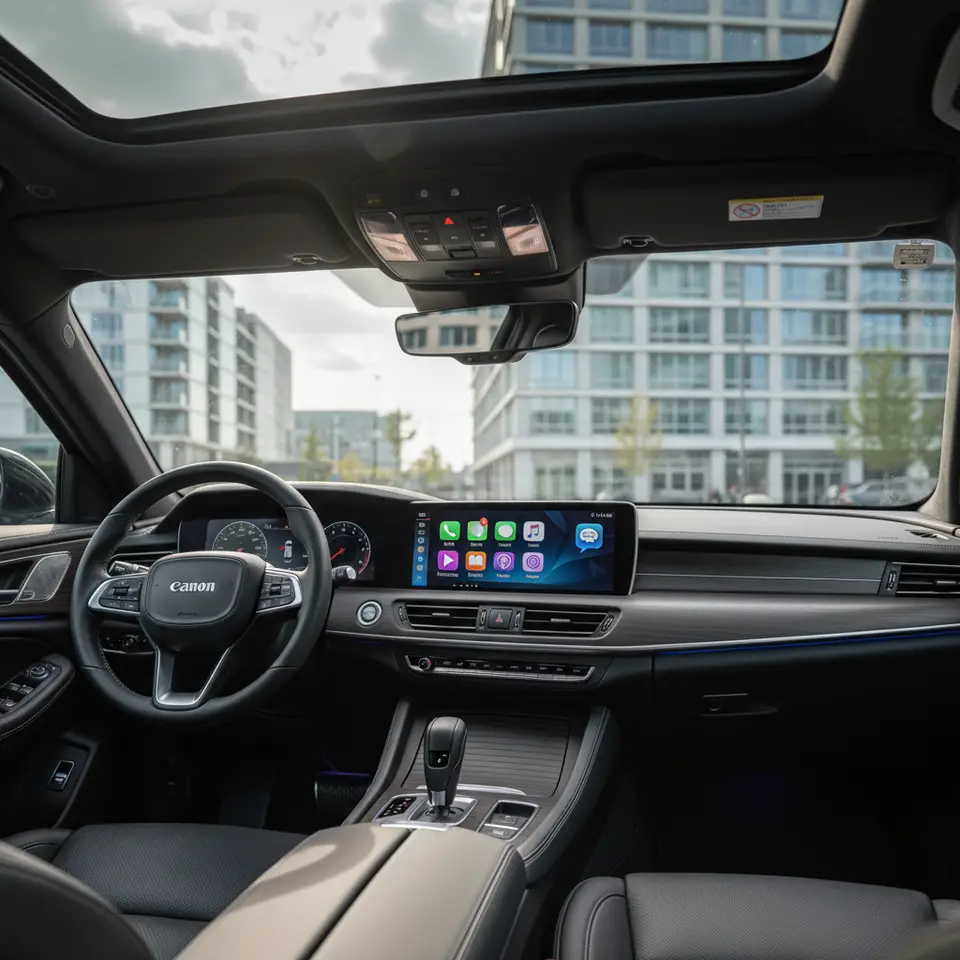 Apple CarPlay AI integration displayed on car dashboard