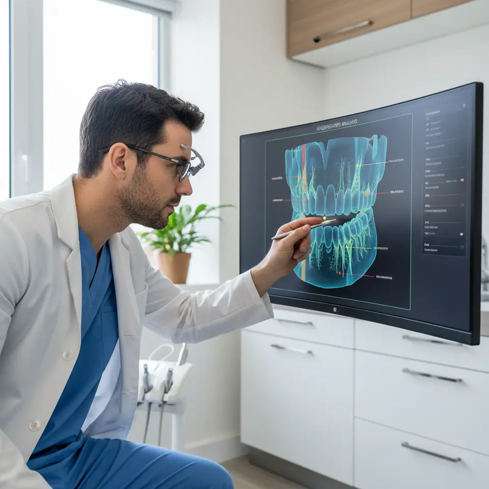 AI in dental imaging analyzing a tooth scan