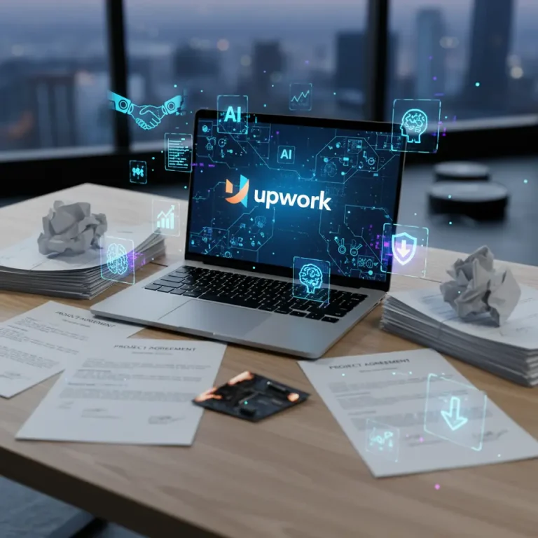 Upwork AI freelance boom illustrated with digital marketplace