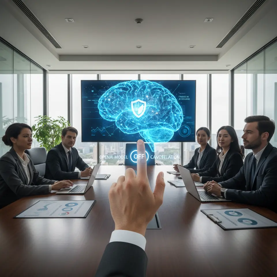 OpenAI model cancellation symbolizing safe AI transition