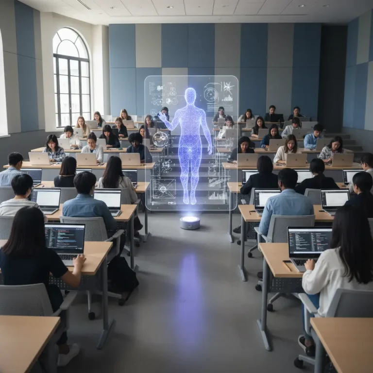Students using AI in higher education classrooms
