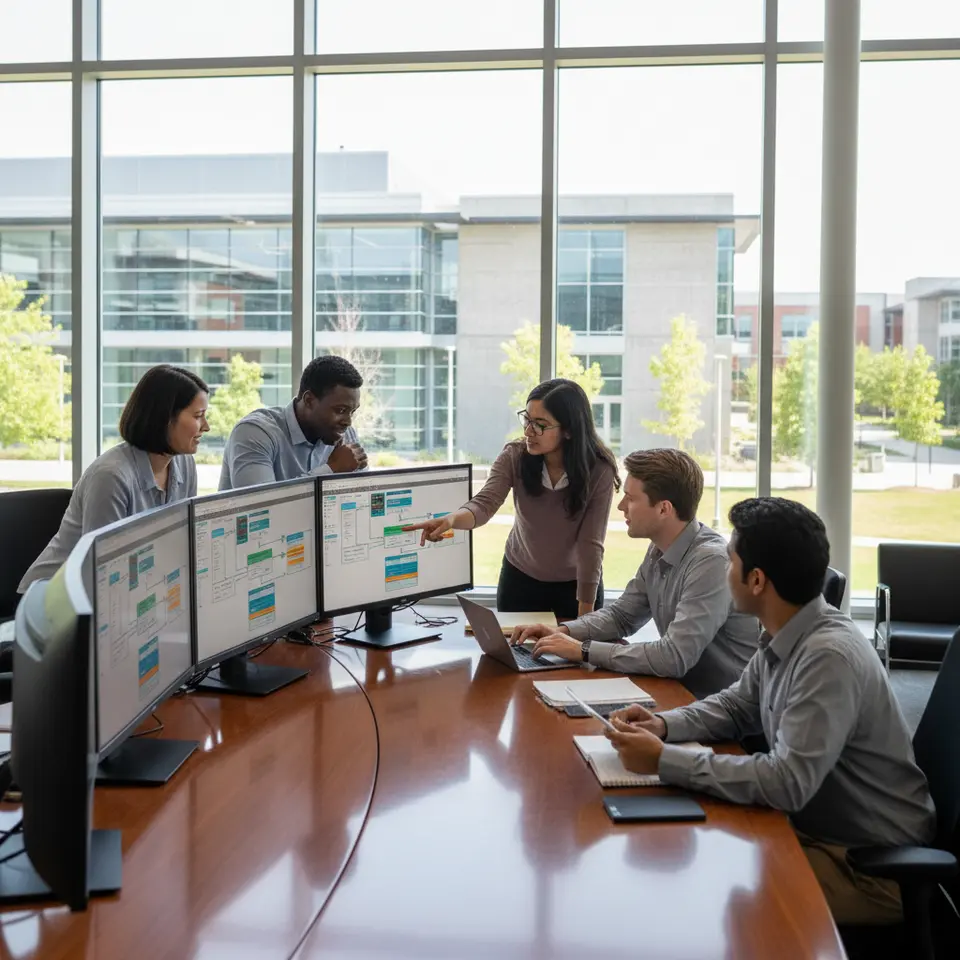 Students practicing AI-proof career training in modern classroom