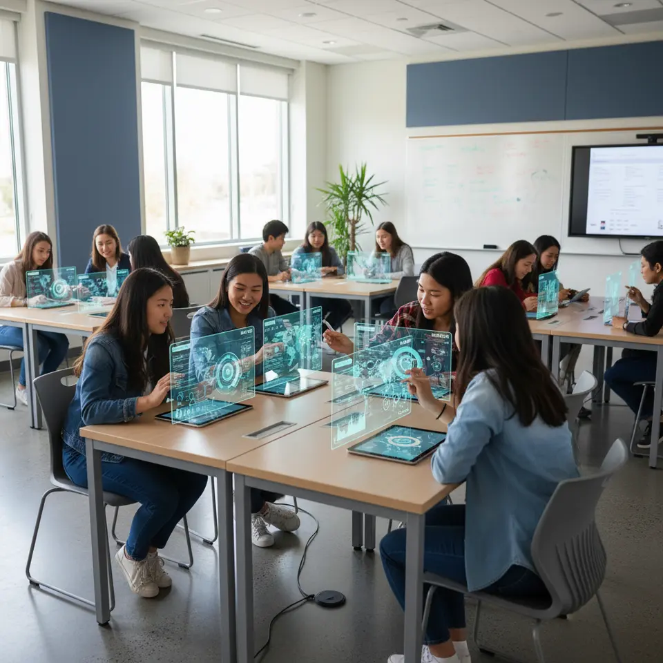 AI in schools: students collaborating with intelligent tools