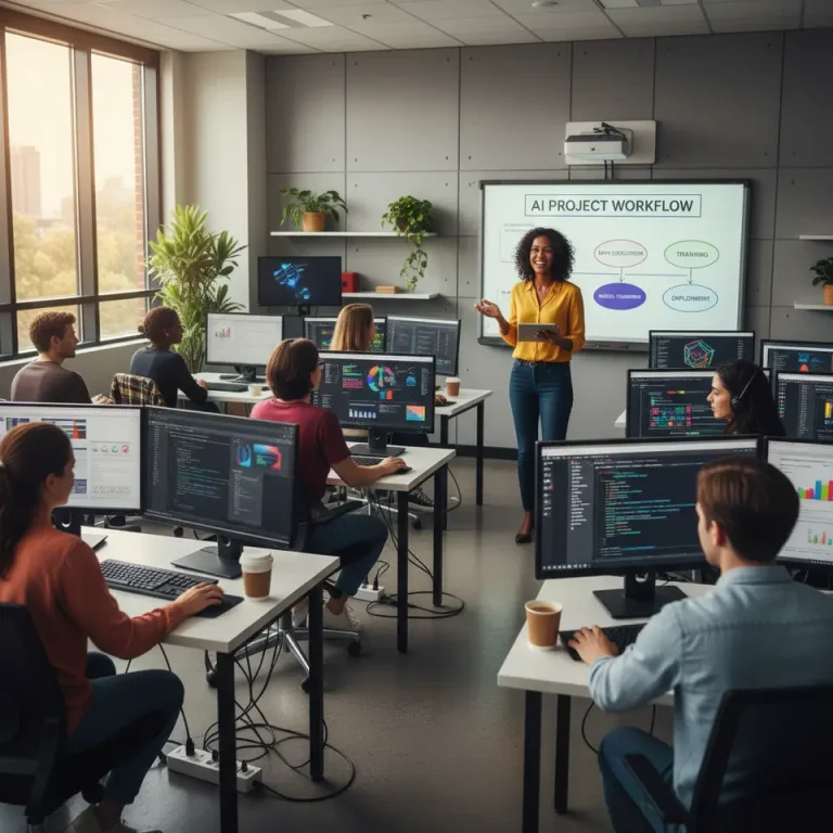 Students learning about AI tools at the workshop