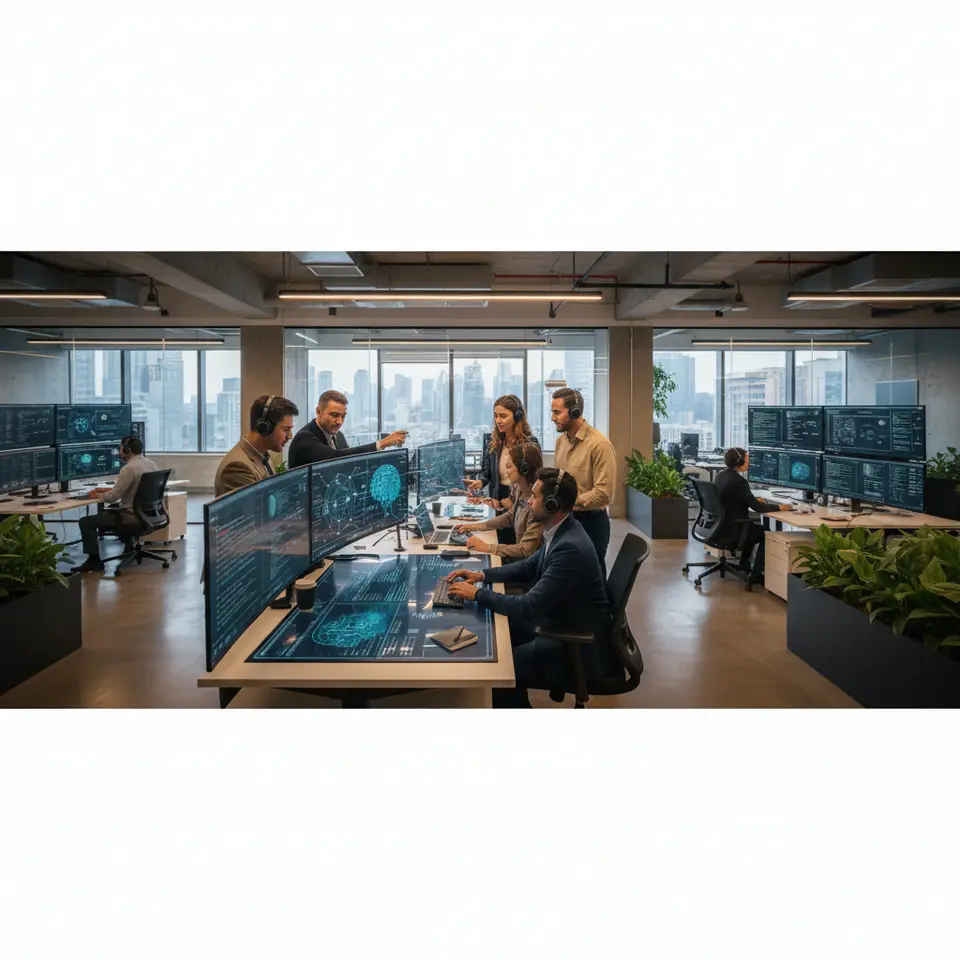 Professional team discussing AI tools in business operations