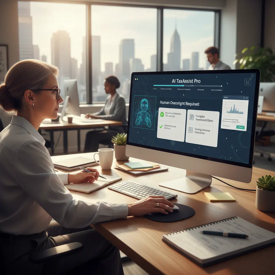 AI tax filing automation concept with human oversight